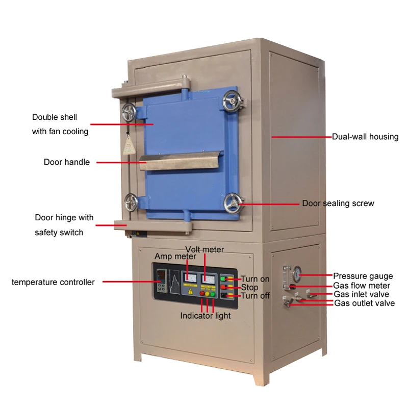 Lab Atmosphere Furnace With Vacuum Pump -0.08Mpa, 250x250x300mm,1400C