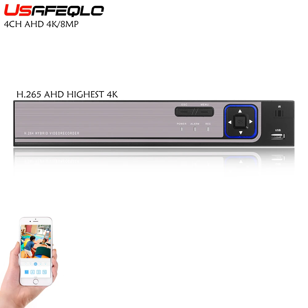 

USAFEQLO 3G WIFI AHD 4K DVR Support ahd/ip Max 8MP security H.265 AHD DVR 8008T-GL board Hybrid Motion Detection Xmeye