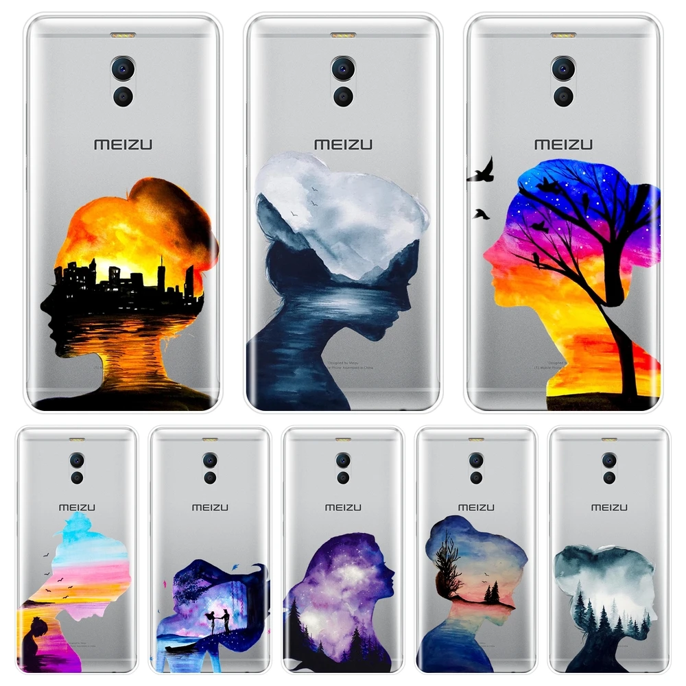 Чехол для телефона Meizu M6 M6S M6T M5 M5C M5S M3 M3S M2 мягкий силиконовый арт девушка