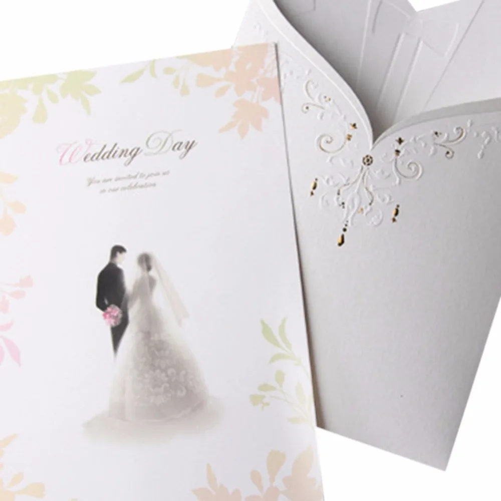  10 Set Paper Bride Groom Tuxedo Cards Stickers Envelope Wedding Invitations Party Favor Writing Pap - 32804772317