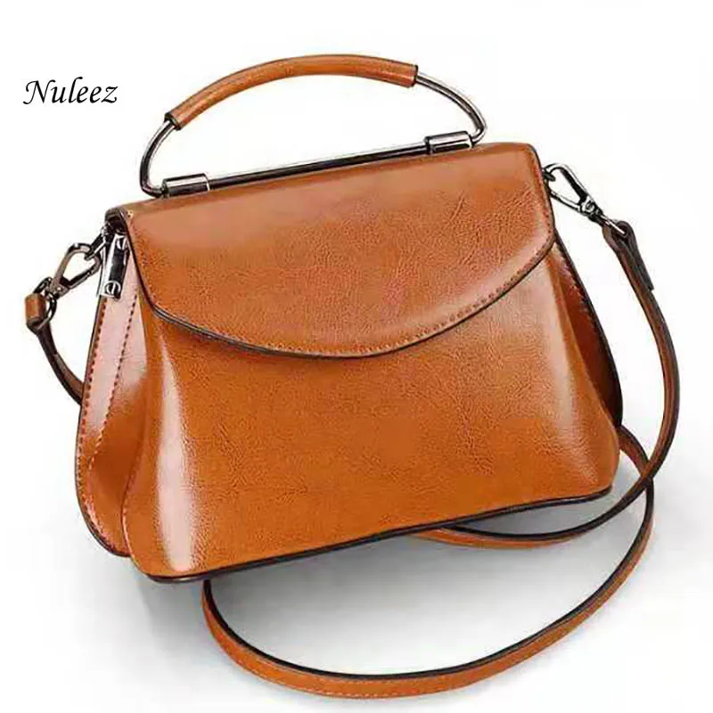 

Nuleez genuine leather women tote bag metal hand handle elegant wallet popular case-hardened bag