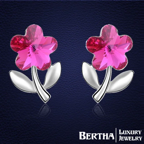 

Christmas Sale Fashion Flower Earrings For Women Made With Swarovski Elements Crystal Wedding Charm Jewelry Antiallergic