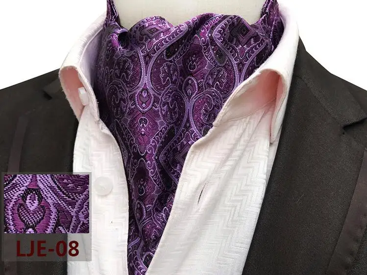 RBOCOTT, Мужская классическая Аскот с узором пейсли, клетчатый и цветочный галстук, винтажный Аскот для мужчин, свадебное, деловое, модное, вечернее ожерелье - Цвет: 08