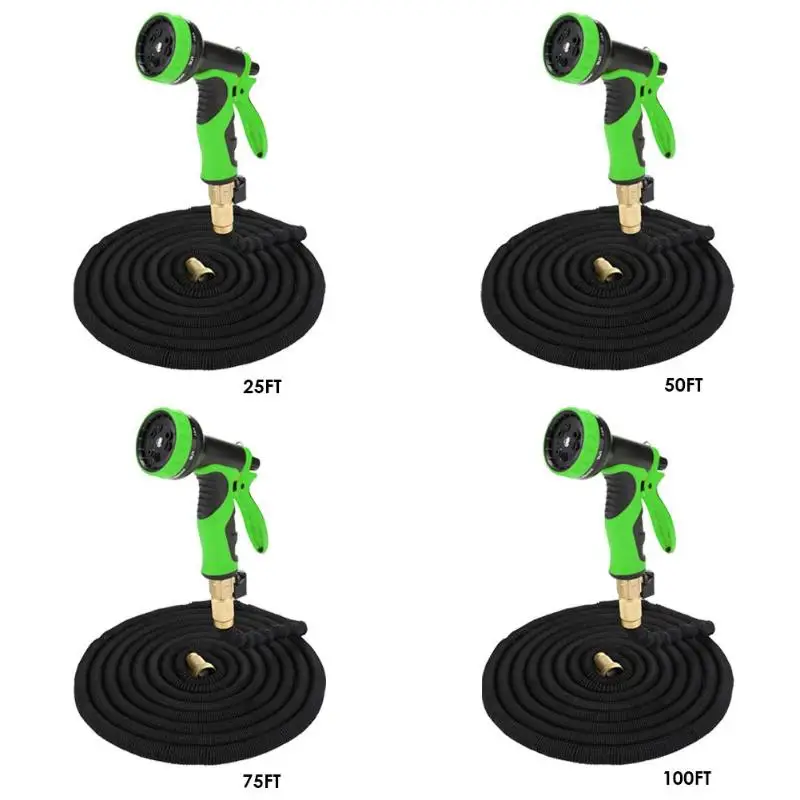 25/50/75/100FT чистки автомобиля стиральная машина высокого Pressuer водяной пистолет расширяемый гибкий водяной шланг Труба садовый поливочный