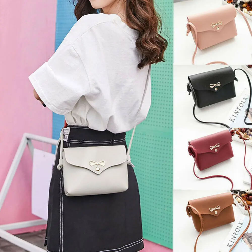 

New Elegant Women Leather Bow Handbag Shoulder Ladies Purse Messenger Satchel Tote Bag
