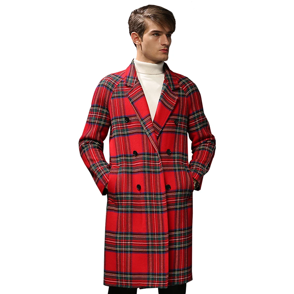 

100% Real Seep Wool Gentleman Coat Genuine Double Faced Wool Male Smart Casual Jacket Autumn Winter Long Trench Men Wool Outwear