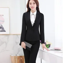 Новое поступление, Осень-зима, профессиональные Деловые женские костюмы с курткой и штанами, формальные брючные костюмы, женские брючные комплекты