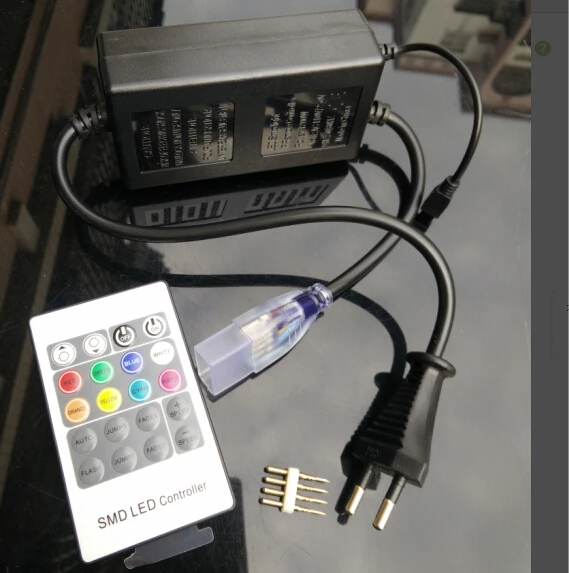 #cheap 5050 SMD RGB 110V 220V LED Strip RGB controller with remoter controller 1pcs power adapter free shipping