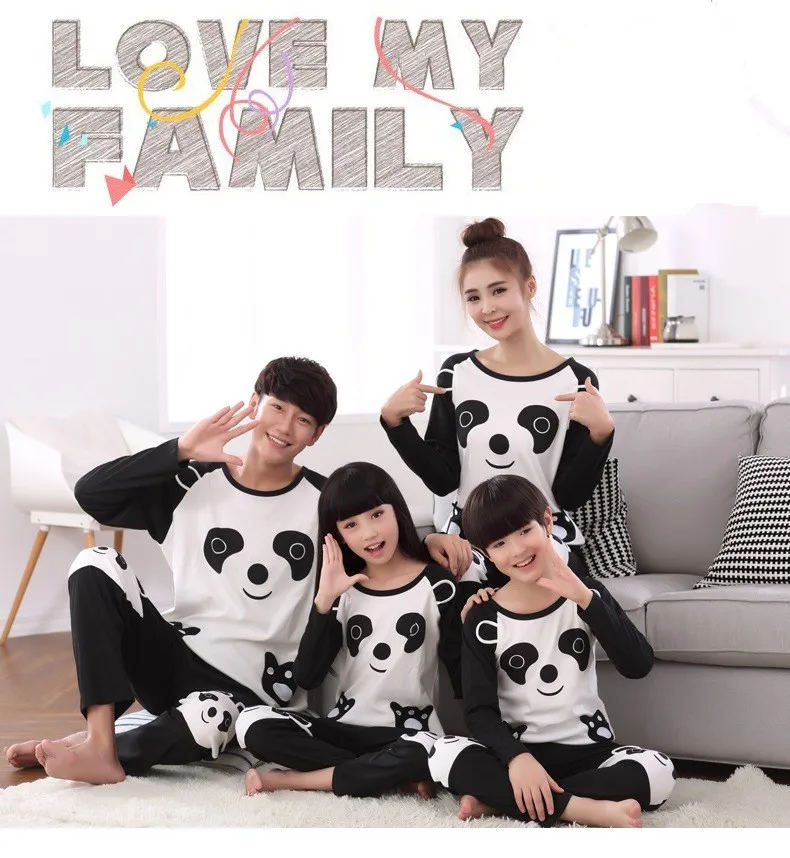 Семейные рождественские пижамы с рисунком панды; детские пижамы для девочек и мальчиков; Одинаковая одежда для мамы, папы, сына и дочки