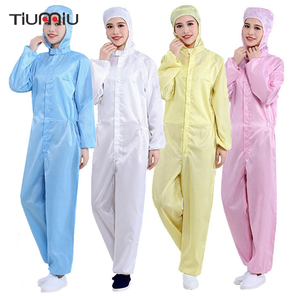 

Women Men Work Uniforms Anti-static Dustproof Hooded Painting Overalls Protective Worker Boiler Suit Clean Clothing Jumpsuit