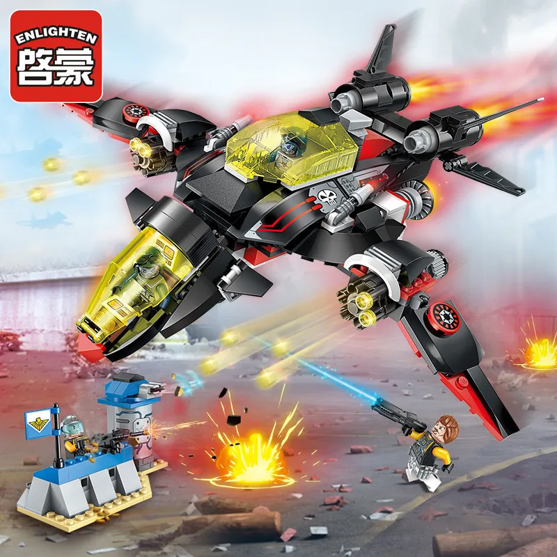 

Enlighten Legoings Building Blocks High-Tech Era Lightning Bomber Fighter 4 Figures 381pcs Educational Technic Bricks Toys Gifts