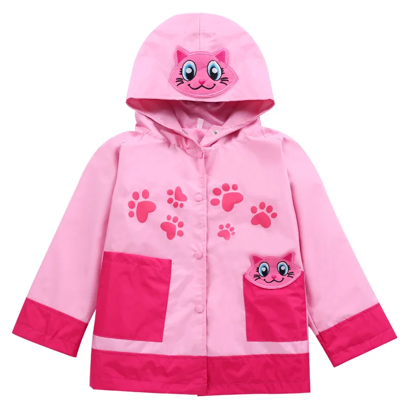 Куртка для девочек, детский дождевик, Водонепроницаемые Дождевики для мальчиков Одежда для девочек, верхняя одежда пальто для мальчиков детская одежда с капюшоном от 2 до 6 лет - Цвет: Pink