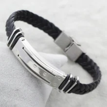 YYW Нержавеющая сталь jewelry браслет Женская мода PU& плетеный браслет силиконовый oril цвет, 38x13x7 мм приблизительно 7.5 дюймов Strand