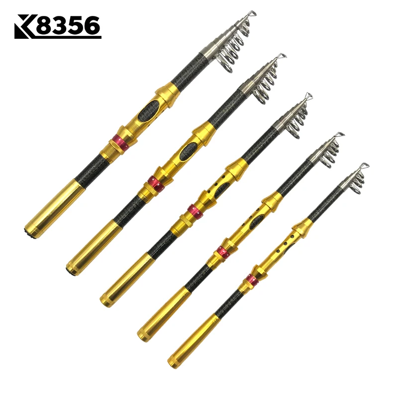 

K8356 Portable Telescopic Fishing Rod 99%Carbon Sea Rod1.8/2.1/2.4/2.7/3.0M Ocean Rod Spinning Fish Fishing Tackle Golden Handle