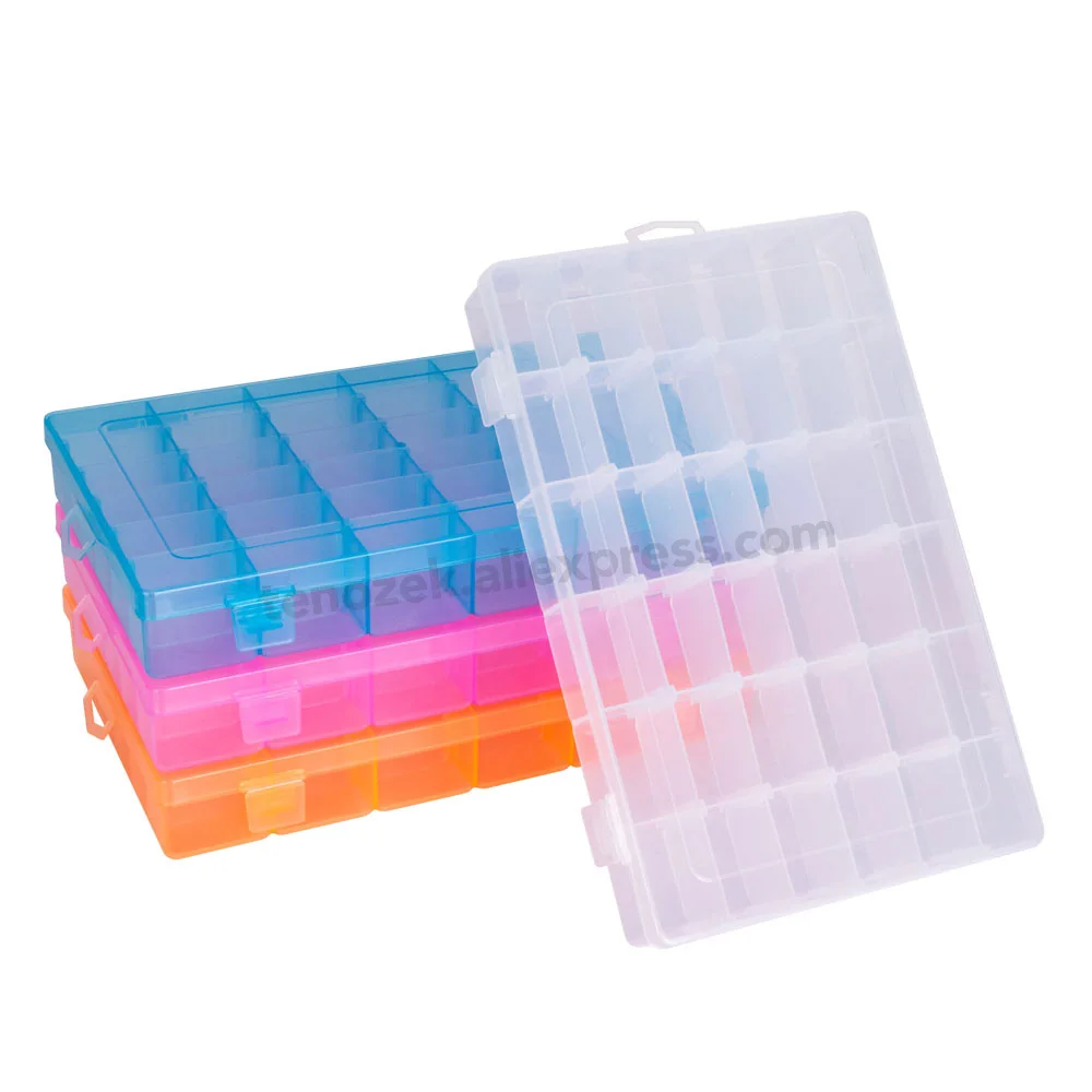 Life Essential 10/15/24/36 Compartment Storage Box Practical Adjustable Plastic Case for Bead Rings Jewelry Display Organizer