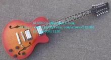 free shipping new 12 strings hollow electric guitar in orange with mahogany body for jazz music made in China LL15