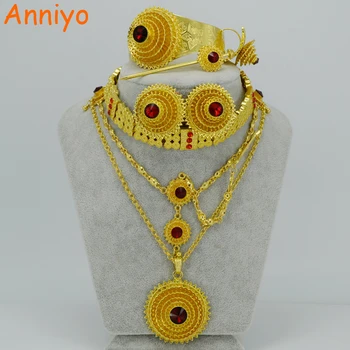 

Anniyo Ethiopian Jewelry Sets Necklace/Chokers Necklace/Forehead Chain/Earrings/Bangle/Hairpin/Ring Habesha Wedding Gift #028706
