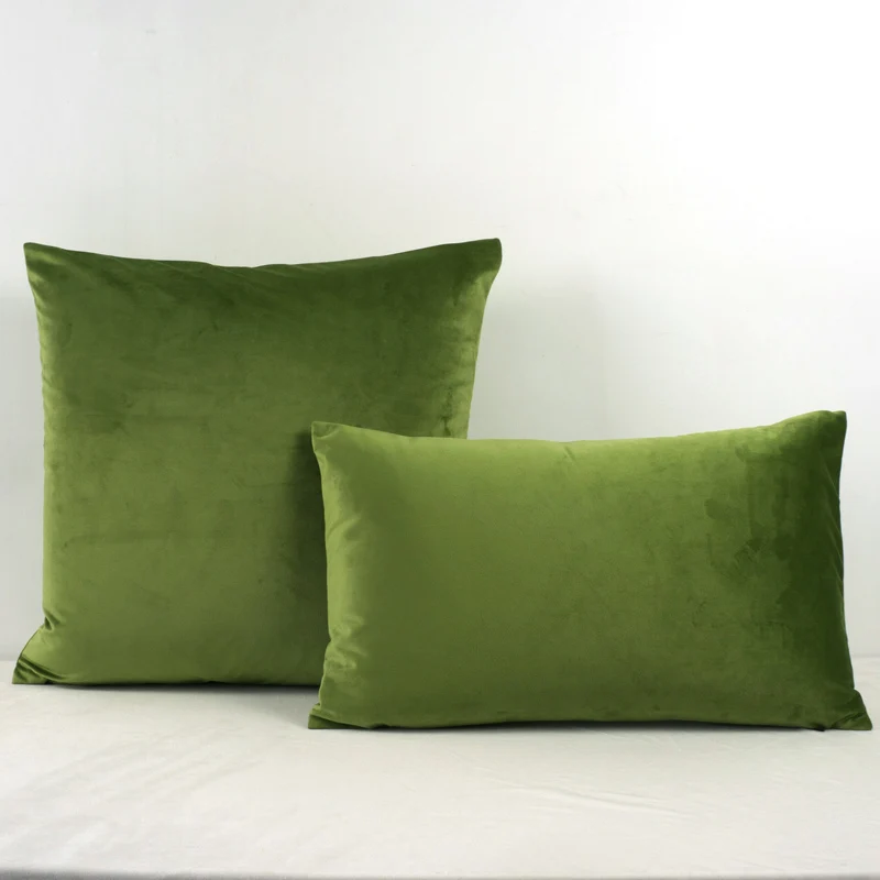 Grass Green Velvet Cushion Cover Pillow 