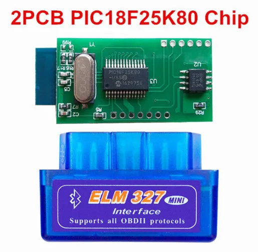 Лучший двойной PCB Супер Мини ELM327 Bluetooth V1.5 PIC18F25K80 Android IOS PC WIFI ELM 327 1,5 25K80 OBD2 автомобильный Disgnostic сканер - Цвет: 2pcb elm327 blue