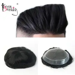 Для мужчин s Toupee 100% натуральный прямой индийский Реми волос Кружева и ПУ мужской парик заменить мужские т системы Топ волос кусок Ever beauty