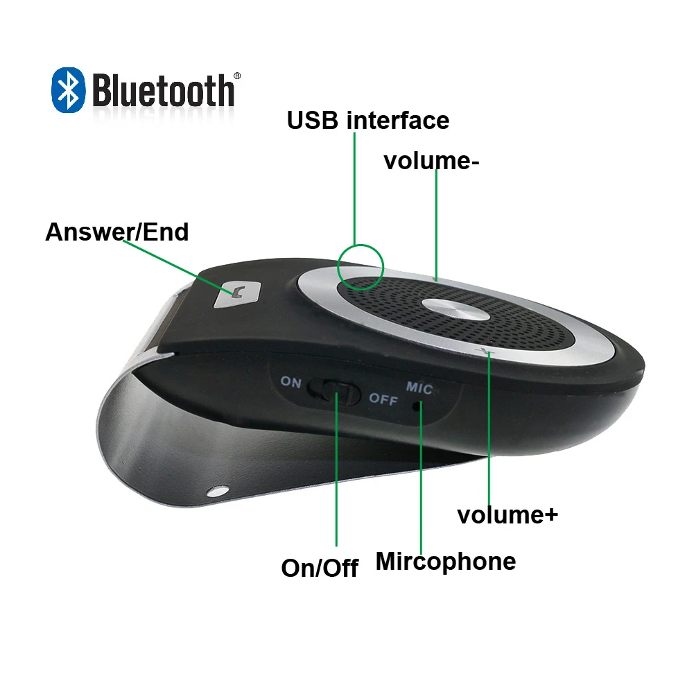 4 языков музыкальный приемник на солнцезащитный козырек Bluetooth подавление шума