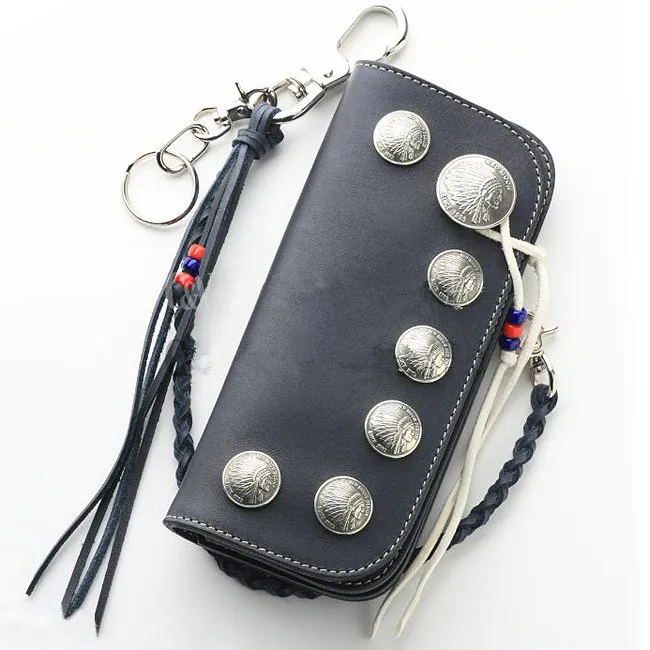 [C-073] DIY play leather seven-star длинный кожаный бумажник с узорчатым узором сделай сам