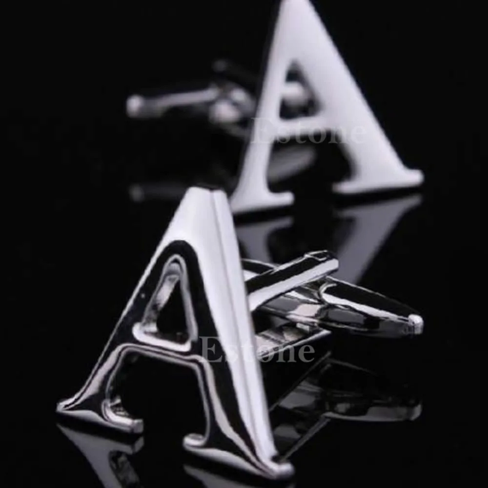 A40 Модные 1 пара от A до Z Оригинальные индивидуальные мужские серебряные запонки с инициалами