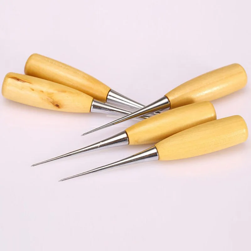 

Professional Leather Wood Handle Awl Tools For Leathercraft Stitching Sewing JA55
