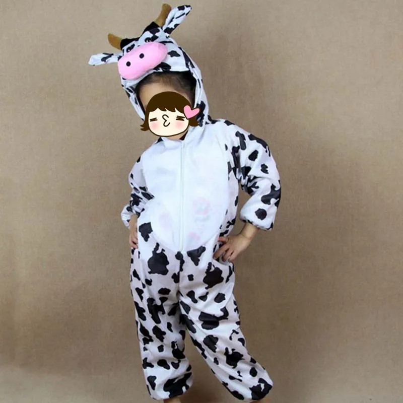 Kids Milk Cow Cosplay Clothing Jumpsuits Boy Girls Cartoon Animal Carnival halloween costume for kids Christmas