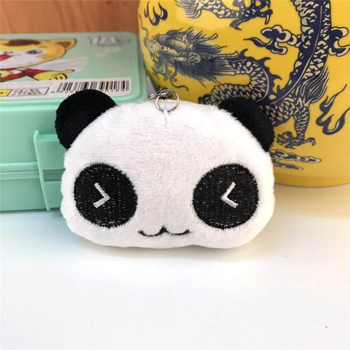 Fashion Panda Emoji Plush Toys Key Chain Ring Pom Bear Keychain Woman Bag Charms Man Car Keyring Wedding Party Trinket Jewelry (20)