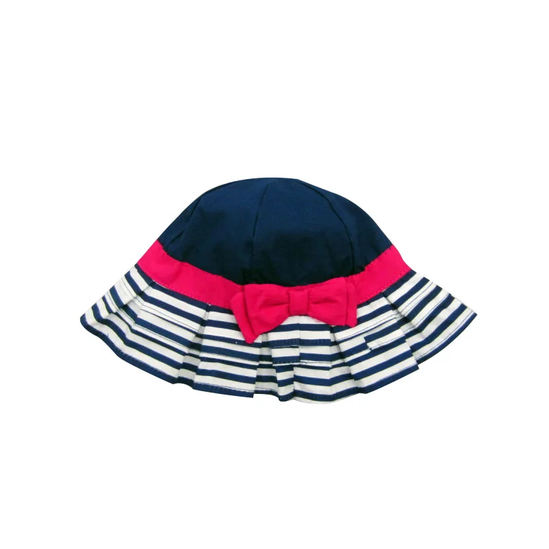 Rose Red Bow Baby Girls Hat Fashion Striped Bucket Hat For Girls Wide Brim Sun Cap Hat Spring Summer Panama Baby Girls Clothing (5)
