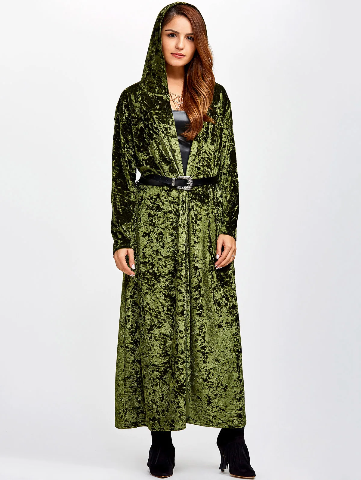 2018 Autumn Winter Velvet Hooded Cloaks Coat Women Trench Coats Gothic ...