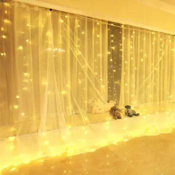 

300 LEDs 8 Modes USB Curtain String Lights 3mx3m Copper String Fairy Light 13 Key Remote Control For Christmas Wedding Bedroom
