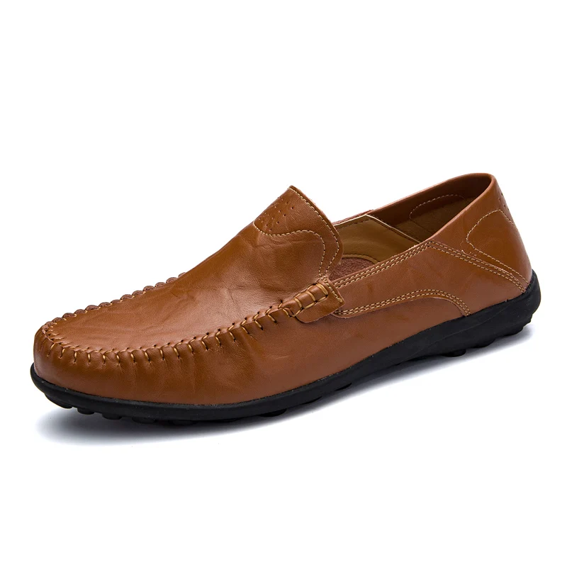 Летние мужские лоферы, мокасины из натуральной кожи, удобные дышащие Мокасины без шнуровки, итальянская мужская обувь, повседневная Роскошная Брендовая обувь - Цвет: Red brown