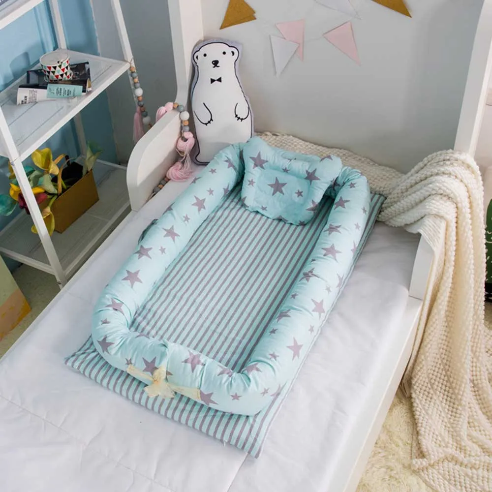 Переносная люлька кровать с загородкой новорожденный детский спальный складной хлопок кровать безопасный анти-Краш кровать барьер кроватка кровать протектор Прямая поставка