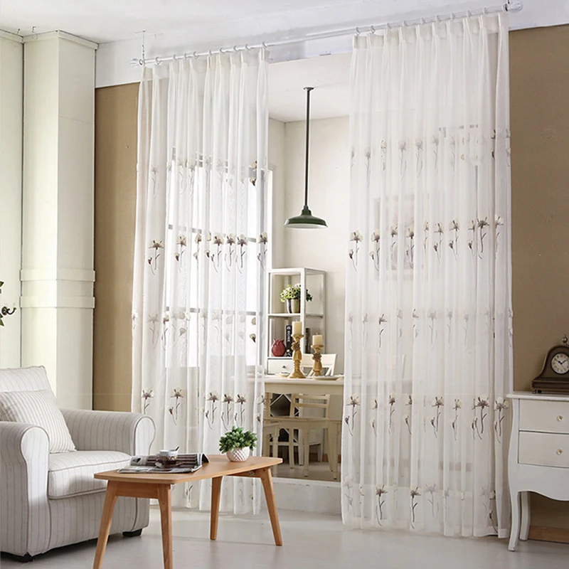 Вышитые цветок Desgin полиэфирной ткани марля для скрининга окна Шторы DIY Швейные