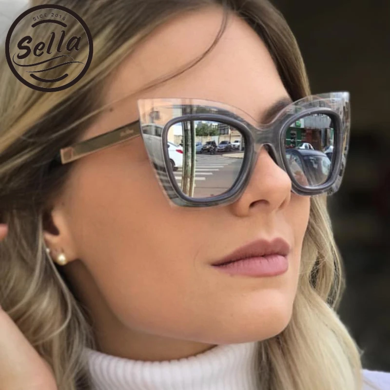 Sella European Style Fashion Women Oversized Square Sunglasses Brand