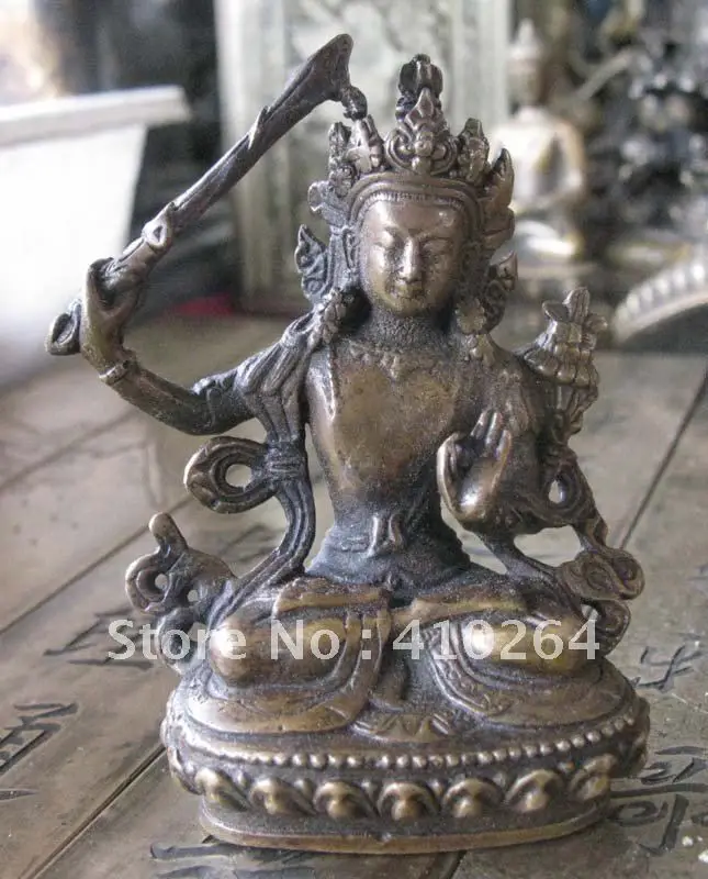 

beautiful Hold sword Buddha good luck Everlasting bronze statue