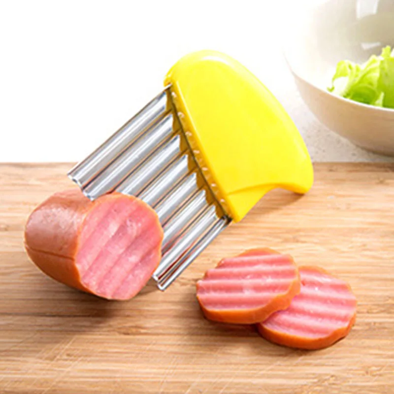 Горячие Многофункциональные кухонные инструменты для картофеля слайсер нож приборы из нержавеющей стали волнистой формы нож для картошки фри