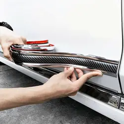 Защита бортов автомобиля замена углеродного волокна Серебристая полоска боковой двери аксессуары для порога