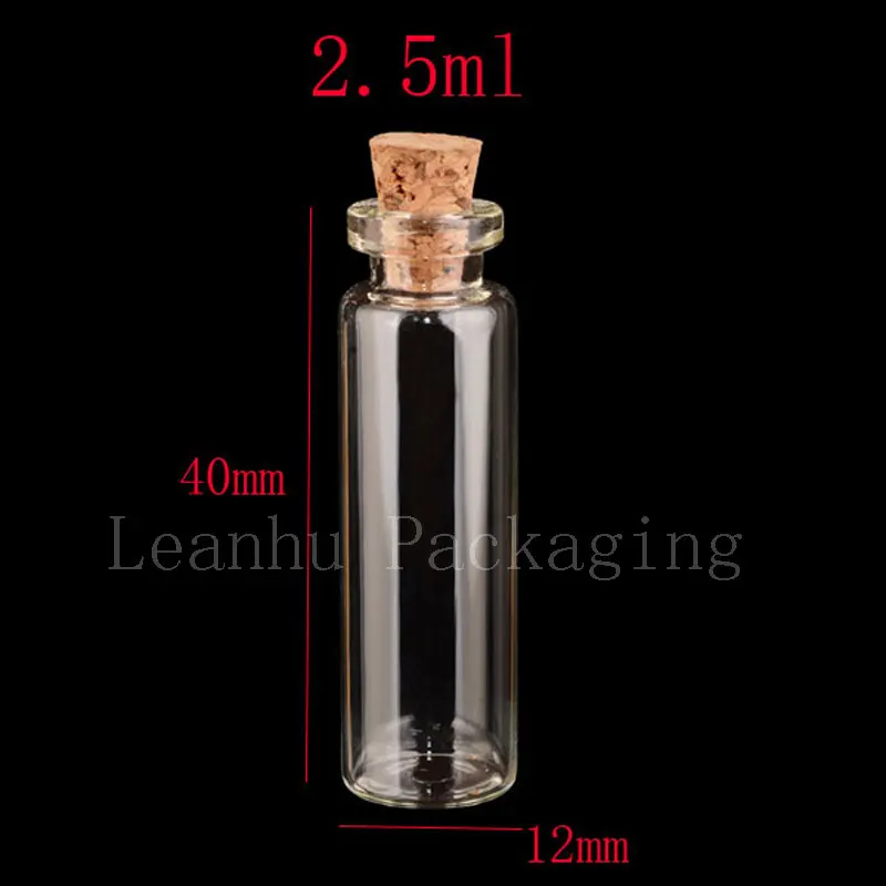 2.5ml Mini cork glass bottles with wooden cork stoppers ,wholesale cork