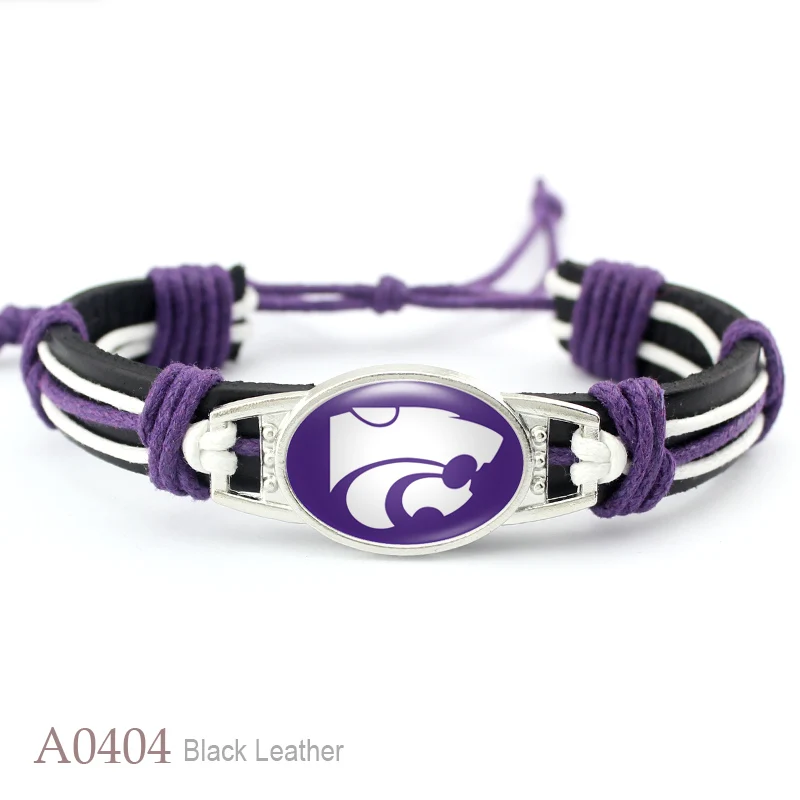 Custom 18*25mm Glass Alabama Charm Genuine Leather Bracelet Sports Team Adjustable Bracelets& Bangles For Man Woman