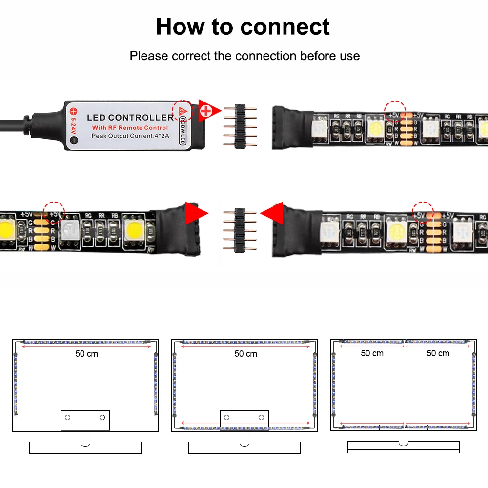 USB светодиодные полосы света 5050 RGB RGBW rgbww 50 см 1 м 2 м с RF пульт дистанционного управления для ПК ТВ задний план освещение гибкие светодиодные