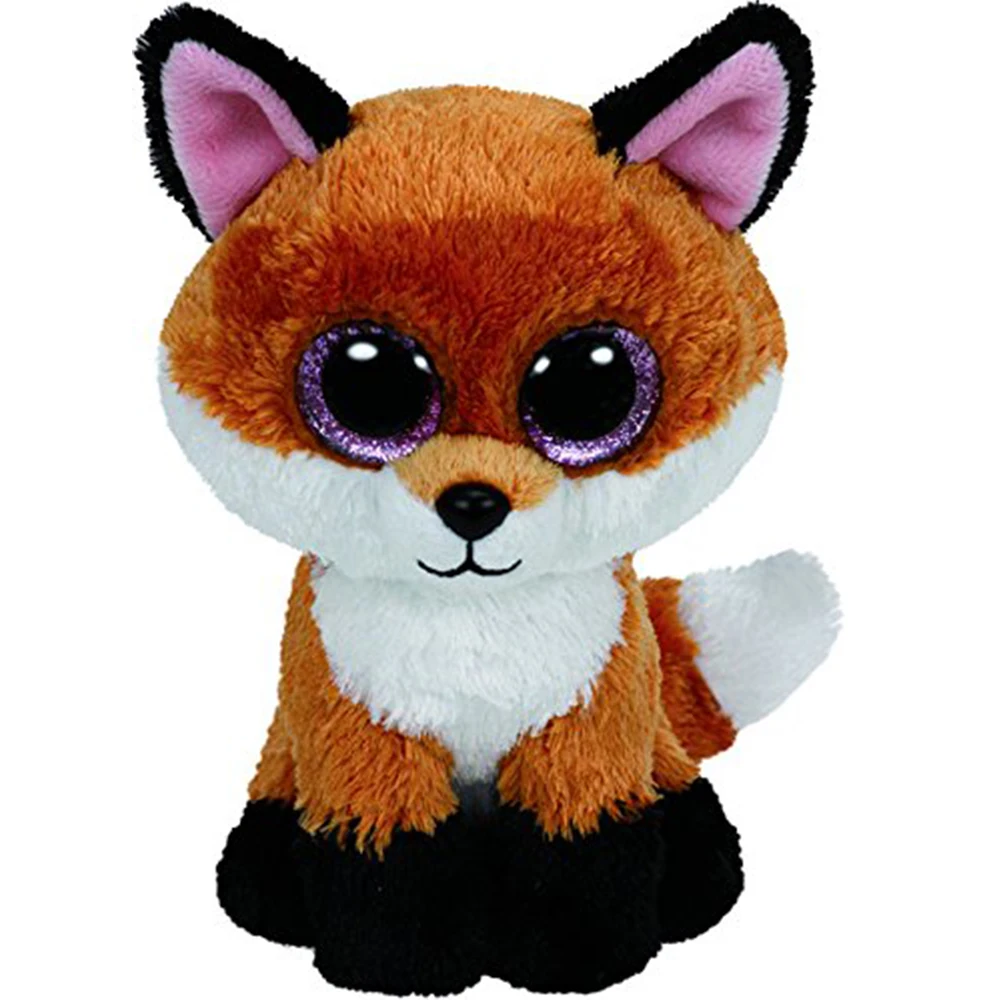 

Pyoopeo Original Ty Boos 10" 25cm Slick Brown Fox Plush Medium Soft Big-eyed Stuffed Animal Collection Doll Toy with Heart Tag