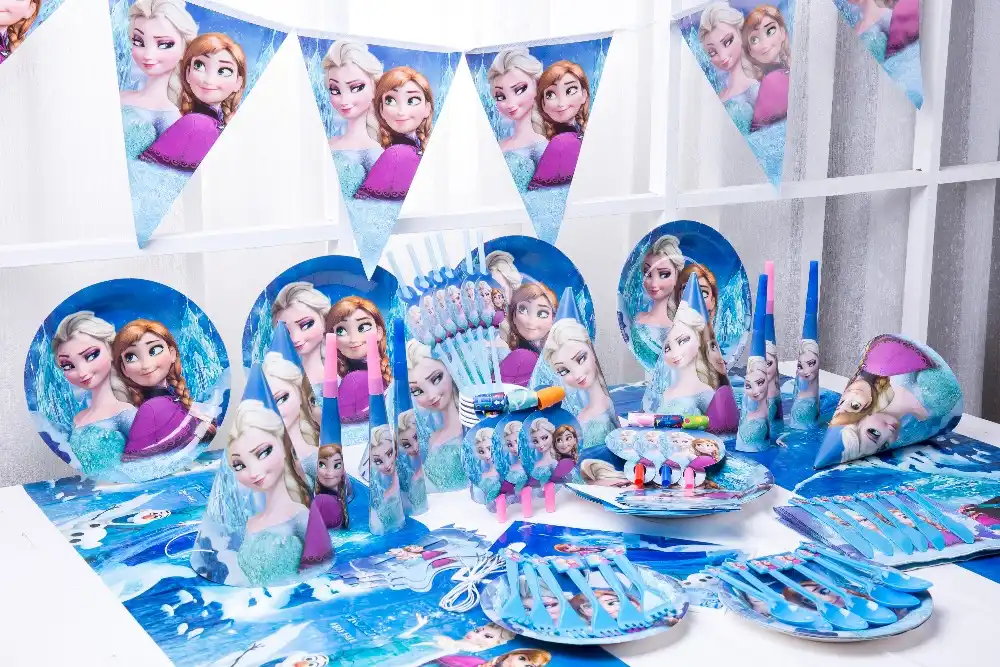 Ensemble De Vaisselle Jetable De Luxe 90 Pieces Congelation Elsa Anna Reine Des Neiges Bebe Fille Decoration De Fete D Anniversaire Pour Enfants Service De Table Jetable Aliexpress