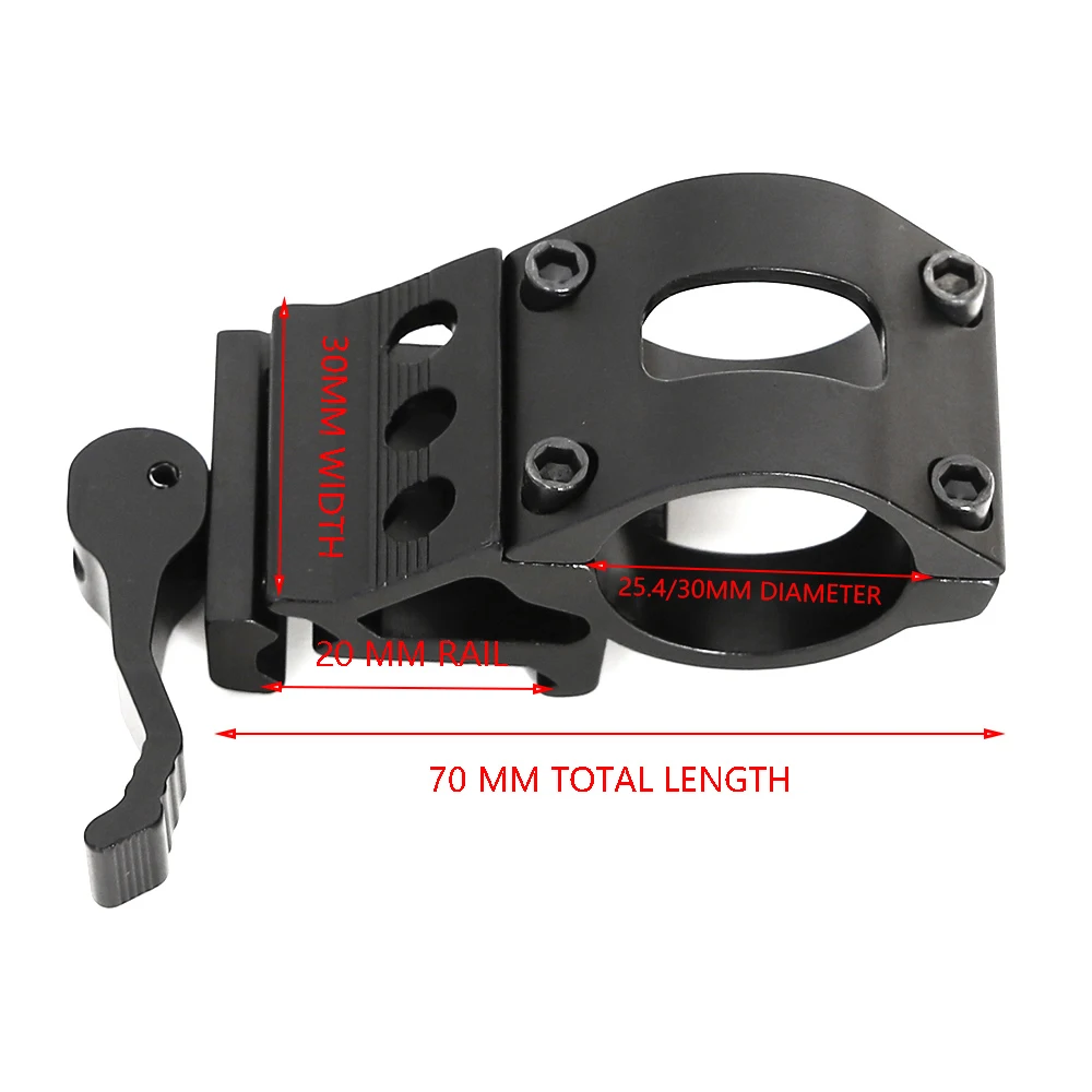 

45 Degree Offset Scope Rail Mount AR 15 flashlight mount Quick Release 30mm Ring Gun Sight Torch Laser Equipped Rifles or Shot