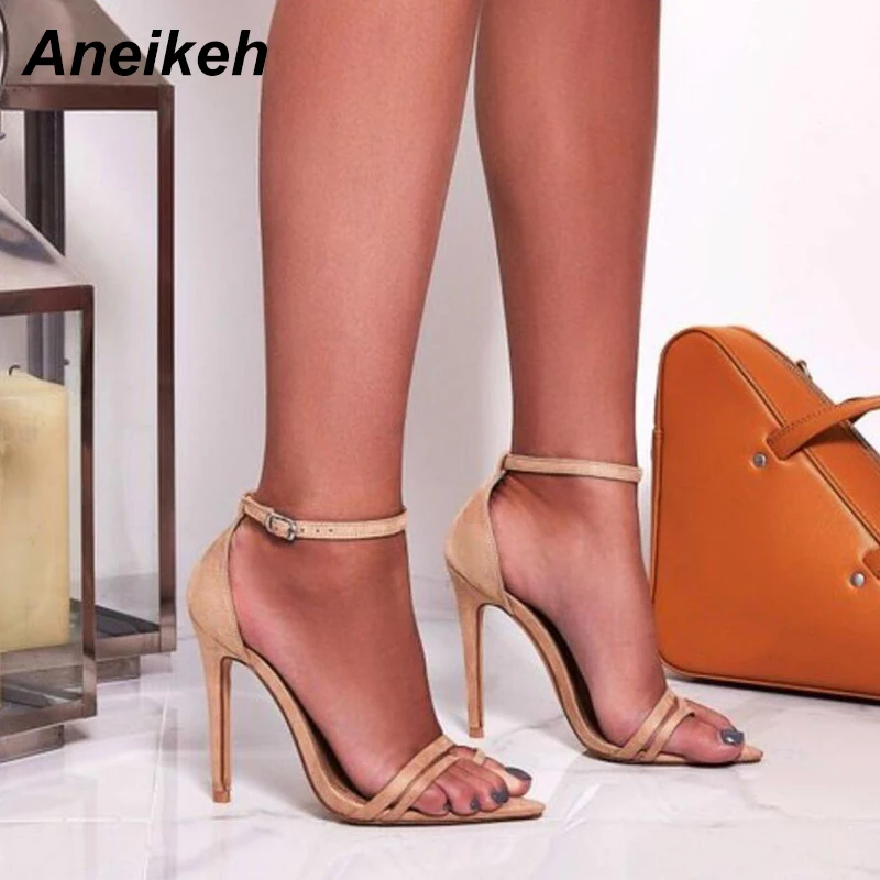 

Aneikeh Summer Women Sandals Stiletto High Heel Shoes Strap Ankle Wrap OL Sexy Pump Party Office & Career Shoes Sandalias mujer