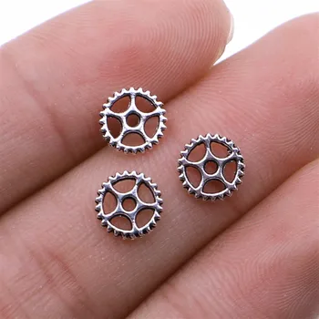 

WYSIWYG 50pcs Gear Charms Pendant DIY Jewelry Findings For Jewelry Makingantique Silver Color Tone 8mm