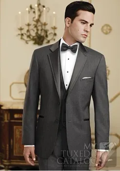 

Classic Groom Tuxedo Charcoal Grey Groomsmen Notch Lapel Wedding/Dinner Suits Best Man Bridegroom (Jacket+Pants+Tie+Vest) B261