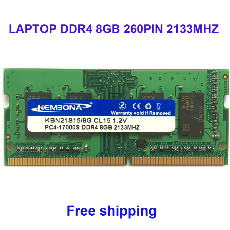 Kembona memory sodimm laptop ddr4 8gb 8g 2133MHz pc-17000 2666HZ pc-21300 ram full compatible 260pin